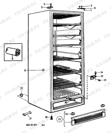 Взрыв-схема холодильника Unknown EU2108C - Схема узла C10 Cabinet